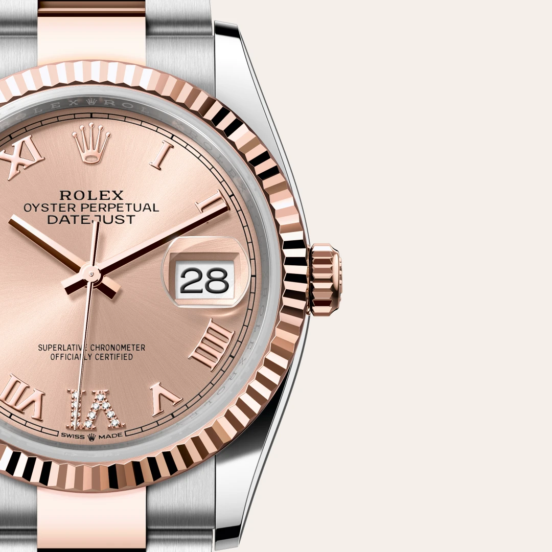 Rolex Datejust 36 en Rolesor Everose – combinaison d’acier Oystersteel et d’or Everose M126231-0028 chez Raynal