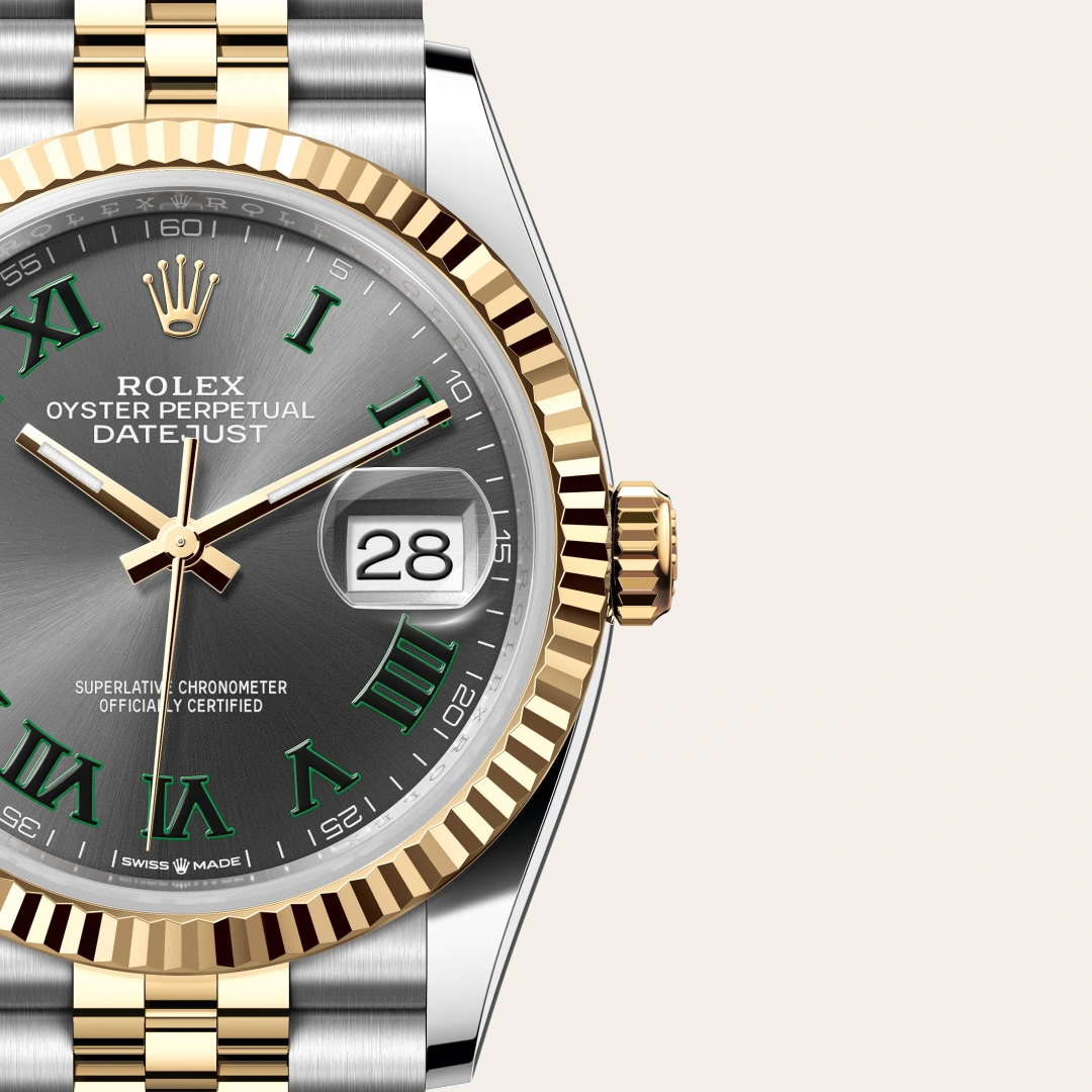 Rolex Datejust 36 en Rolesor jaune – combinaison d’acier Oystersteel et d’or jaune M126233-0035 chez Hardy