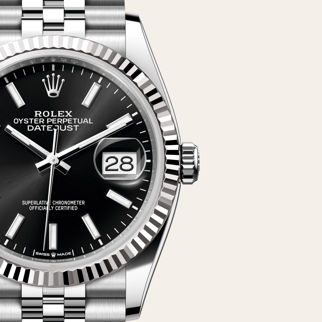 Rolex Datejust 36 en Rolesor gris – combinaison d’acier Oystersteel et d’or gris M126234-0015 chez Bijouterie Mornier