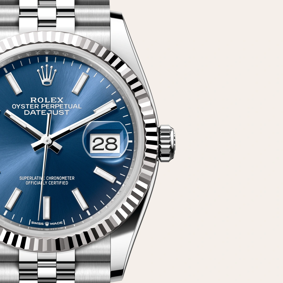 Rolex Datejust 36 en Rolesor gris – combinaison d’acier Oystersteel et d’or gris M126234-0017 chez Hardy