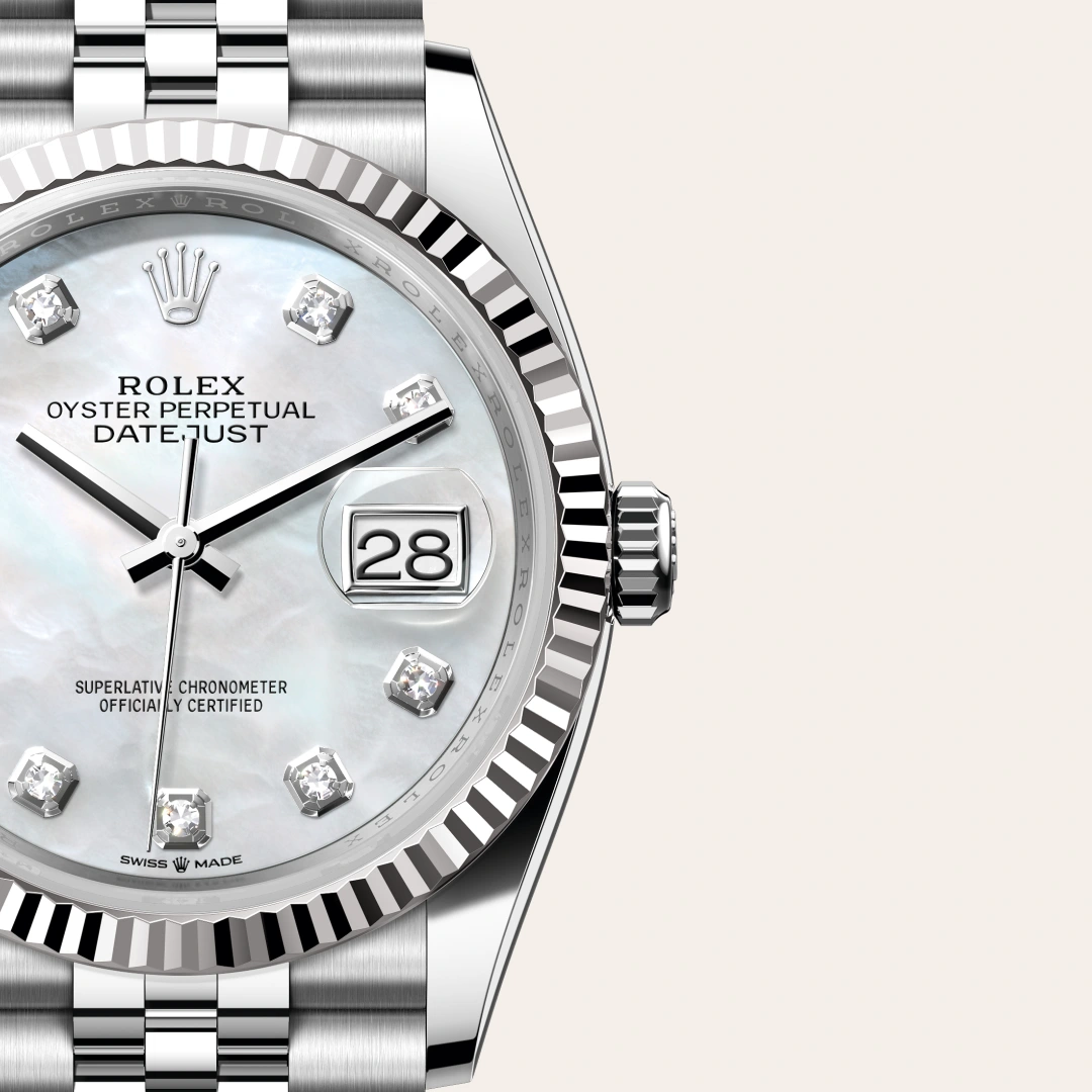 Rolex Datejust 36 en Rolesor gris – combinaison d’acier Oystersteel et d’or gris M126234-0019 chez Hardy