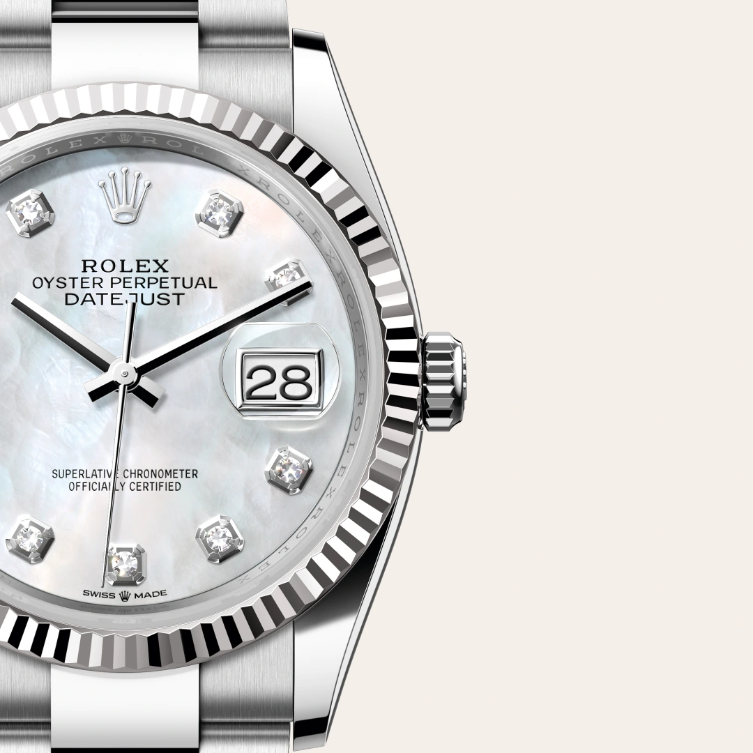 Rolex Datejust 36 en Rolesor gris – combinaison d’acier Oystersteel et d’or gris M126234-0020 chez Maison Prieur