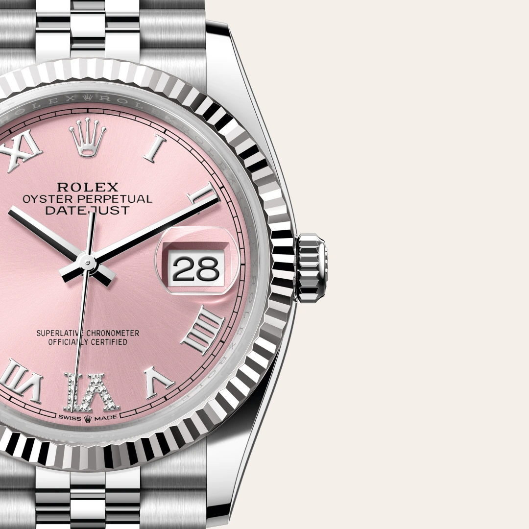 Rolex Datejust 36 en Rolesor gris – combinaison d’acier Oystersteel et d’or gris M126234-0031 chez Hardy