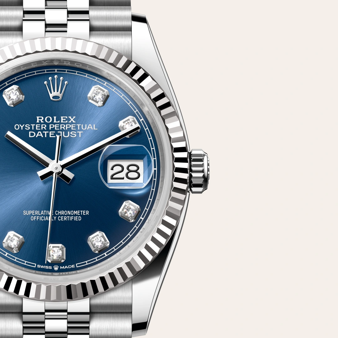 Rolex Datejust 36 en Rolesor gris – combinaison d’acier Oystersteel et d’or gris M126234-0037 chez Hardy