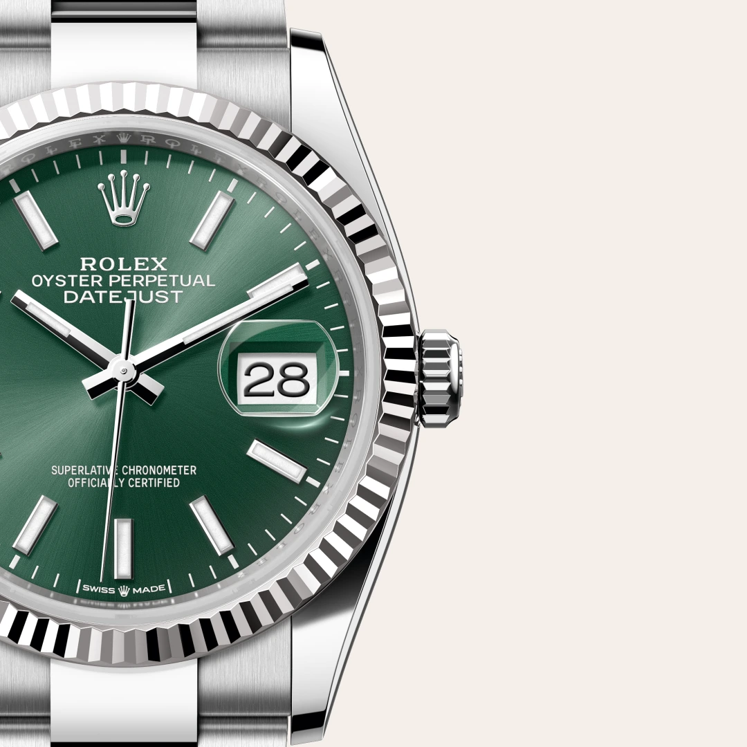 Rolex Datejust 36 en Rolesor gris – combinaison d’acier Oystersteel et d’or gris M126234-0052 chez Maison Prieur