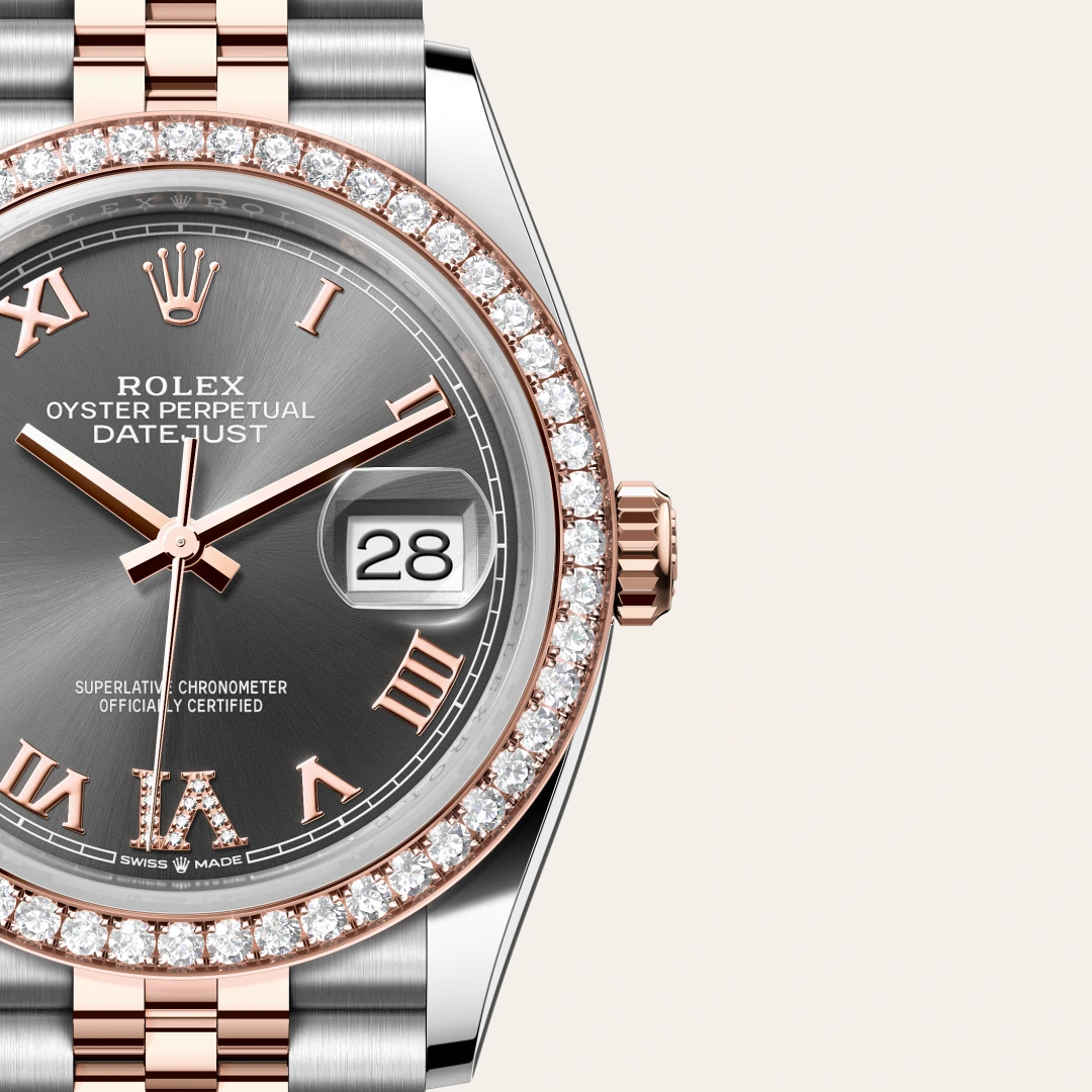 Rolex Datejust 36 en Rolesor Everose – combinaison d’acier Oystersteel et d’or Everose M126281RBR-0011 chez Raynal