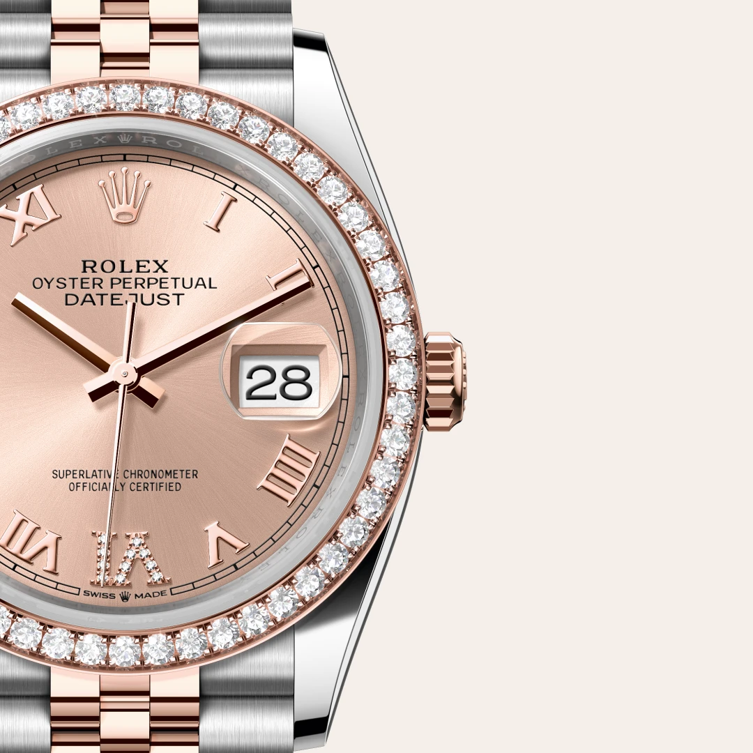 Rolex Datejust 36 en Rolesor Everose – combinaison d’acier Oystersteel et d’or Everose M126281RBR-0015 chez Hardy