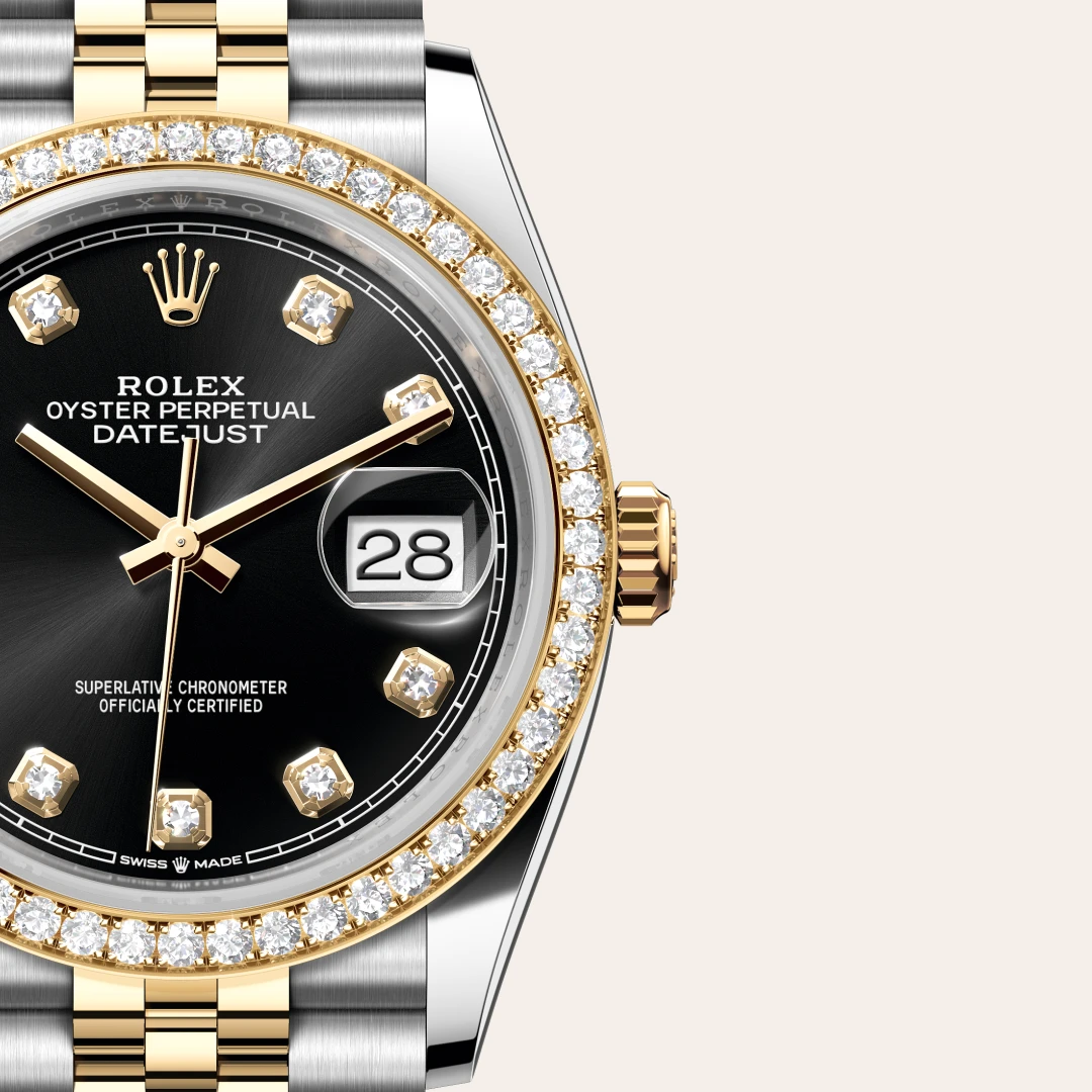 Rolex Datejust 36 en Rolesor jaune – combinaison d’acier Oystersteel et d’or jaune M126283RBR-0007 chez Bijouterie Mornier