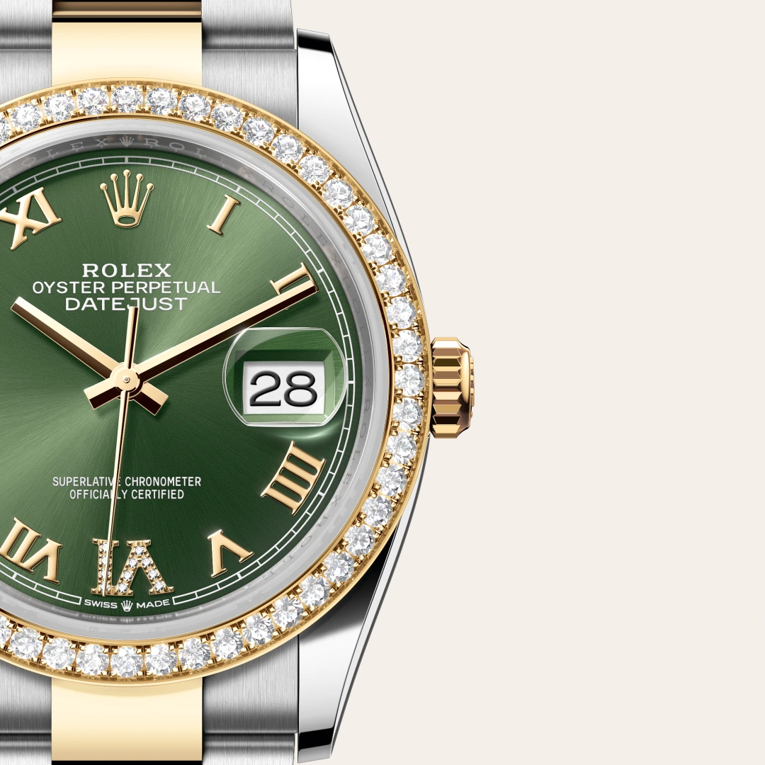 Rolex Datejust 36 en Rolesor jaune – combinaison d’acier Oystersteel et d’or jaune M126283RBR-0012 chez Veron Roques