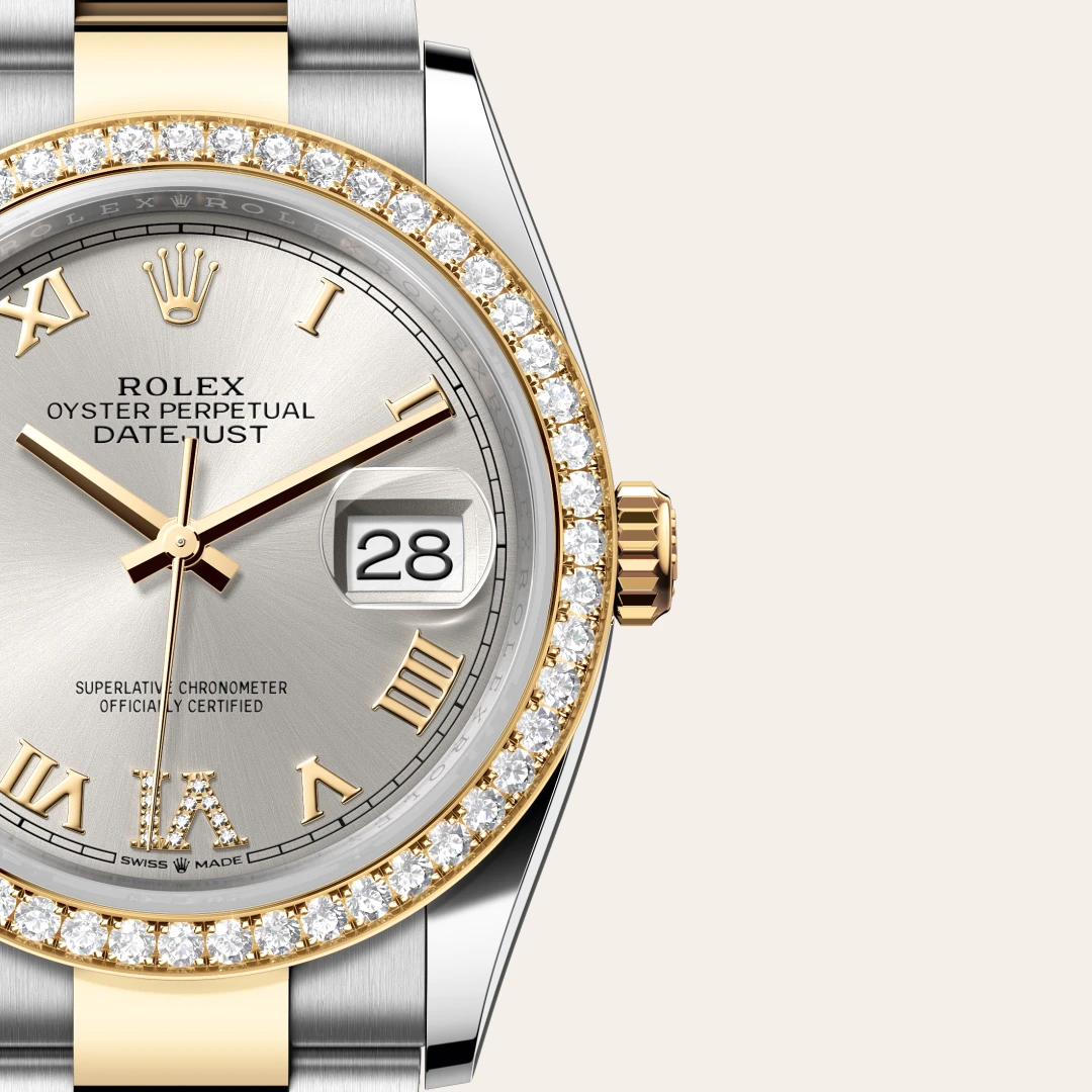 Rolex Datejust 36 en Rolesor jaune – combinaison d’acier Oystersteel et d’or jaune M126283RBR-0018 chez Dubail