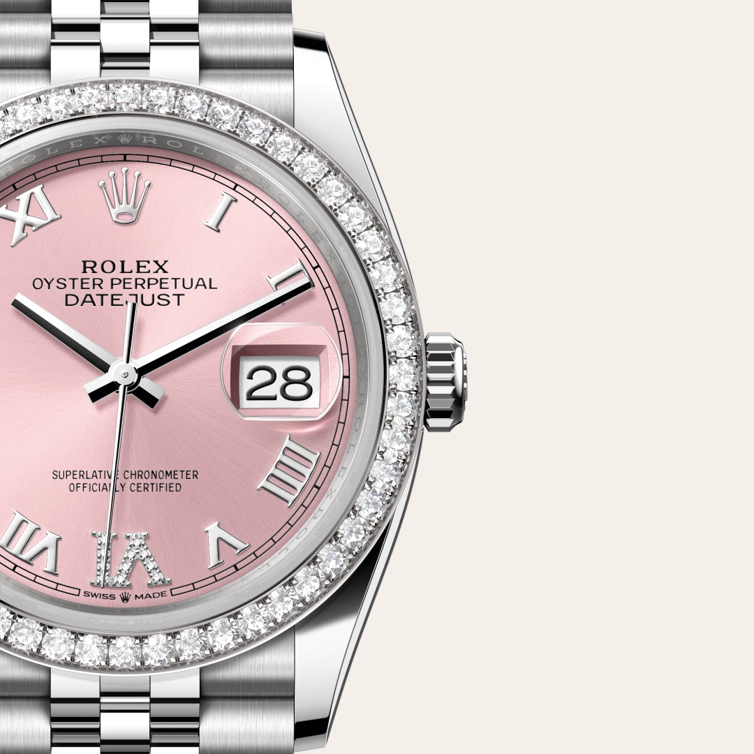 Rolex Datejust 36 en Rolesor gris – combinaison d’acier Oystersteel et d’or gris M126284RBR-0023 chez Hardy