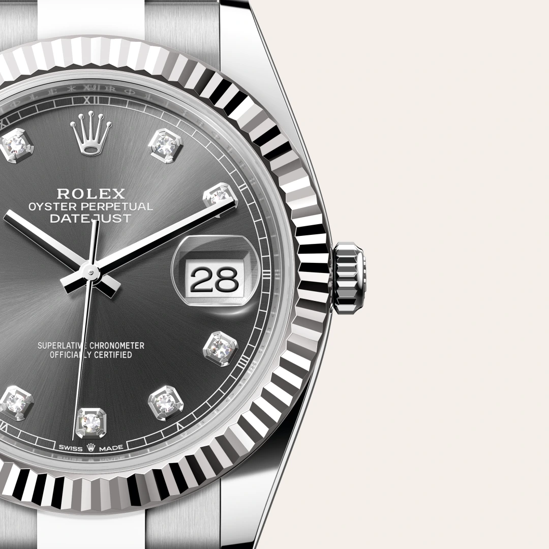 Rolex Datejust 41 en Rolesor gris – combinaison d’acier Oystersteel et d’or gris M126334-0005 chez Dubail