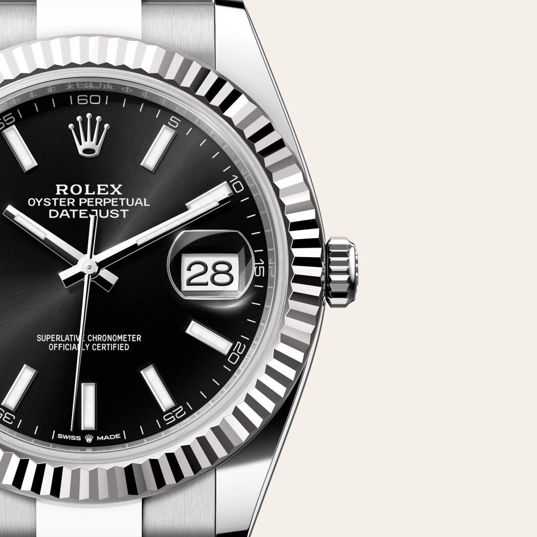 Rolex Datejust 41 en Rolesor gris – combinaison d’acier Oystersteel et d’or gris M126334-0017 chez Ferret