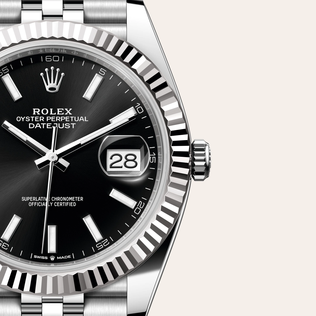 Rolex Datejust 41 en Rolesor gris – combinaison d’acier Oystersteel et d’or gris M126334-0018 chez Ferret