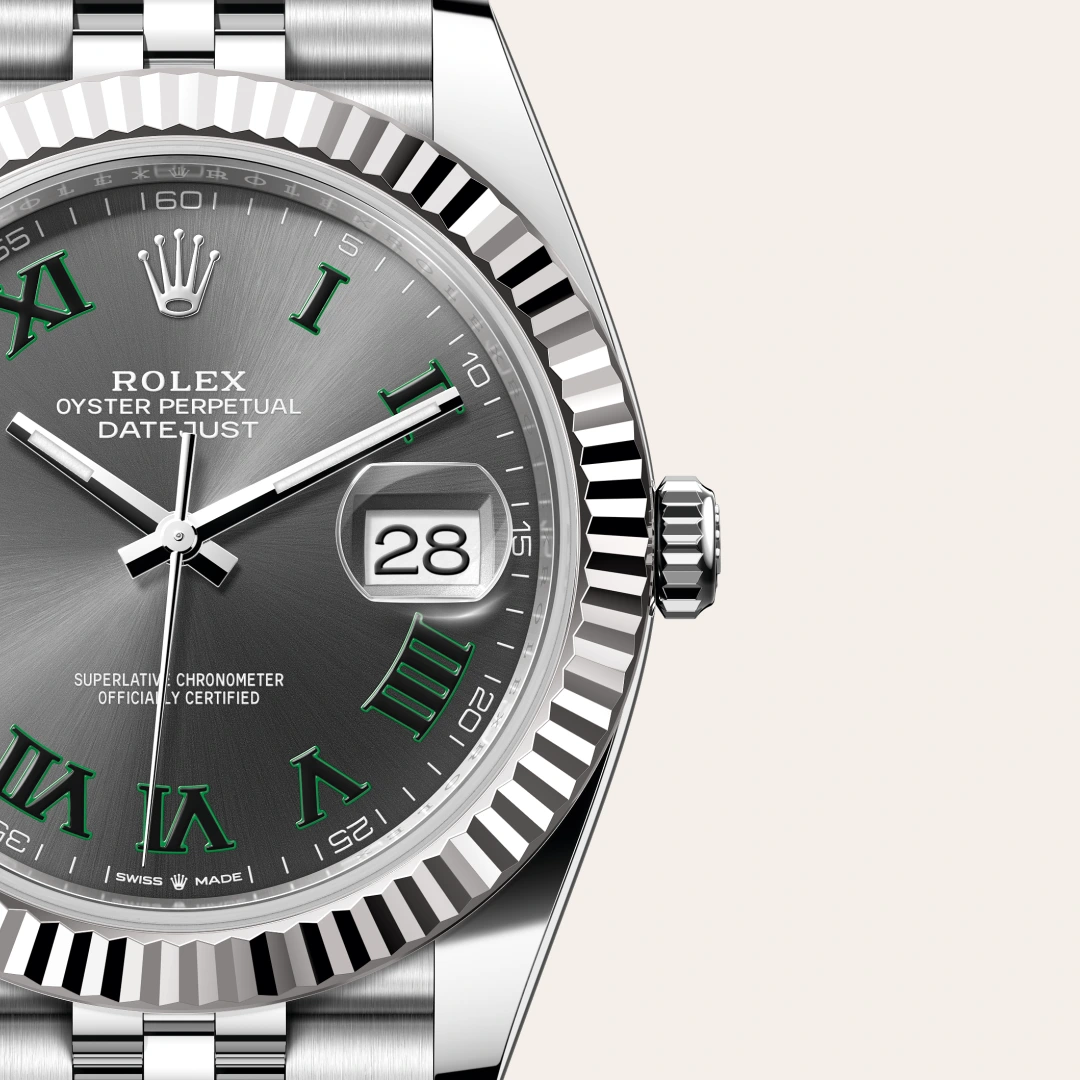 Rolex Datejust 41 en Rolesor gris – combinaison d’acier Oystersteel et d’or gris M126334-0022 chez Hardy