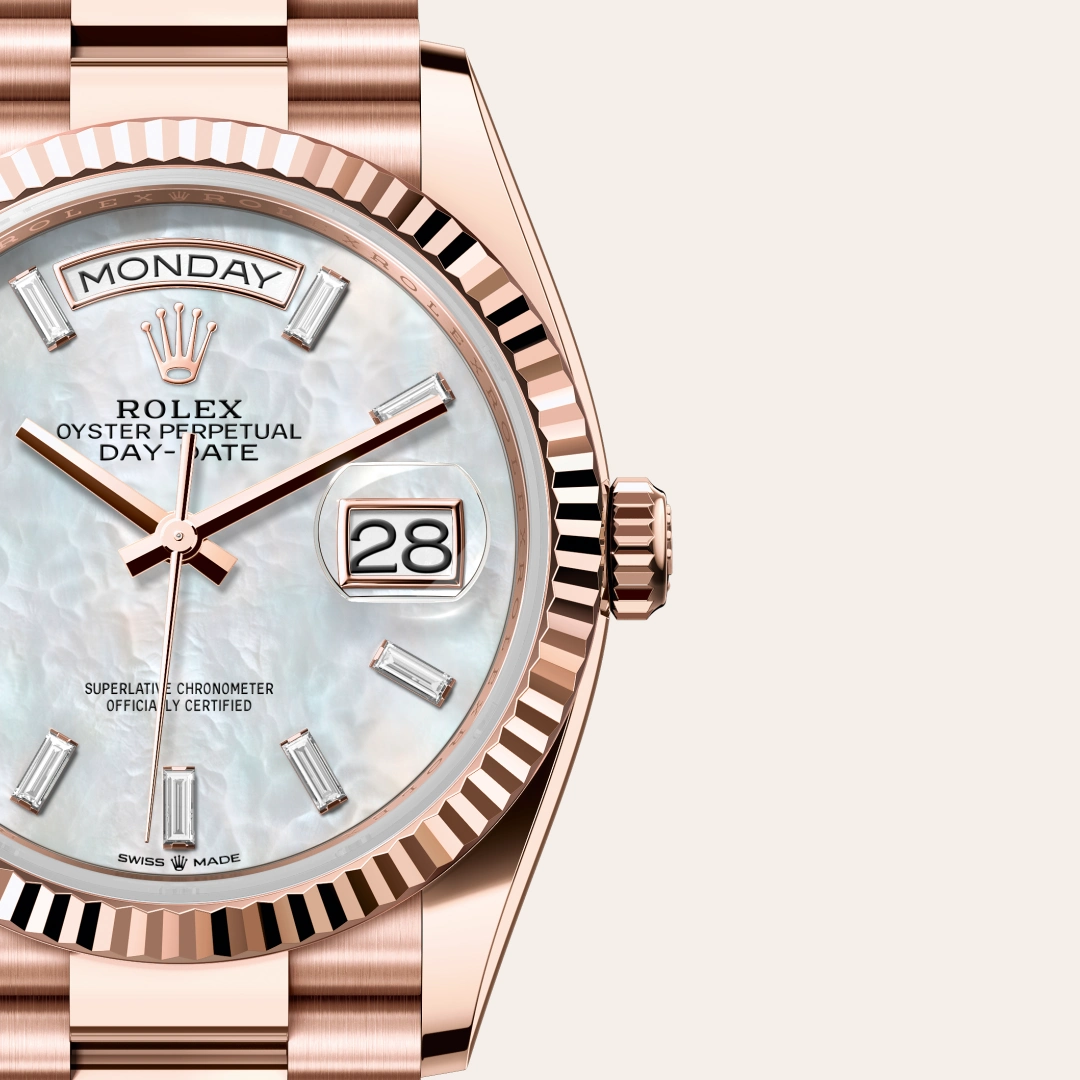 Rolex Day-Date 36 in 18 ct Everose gold M128235-0078 at Lassaussois