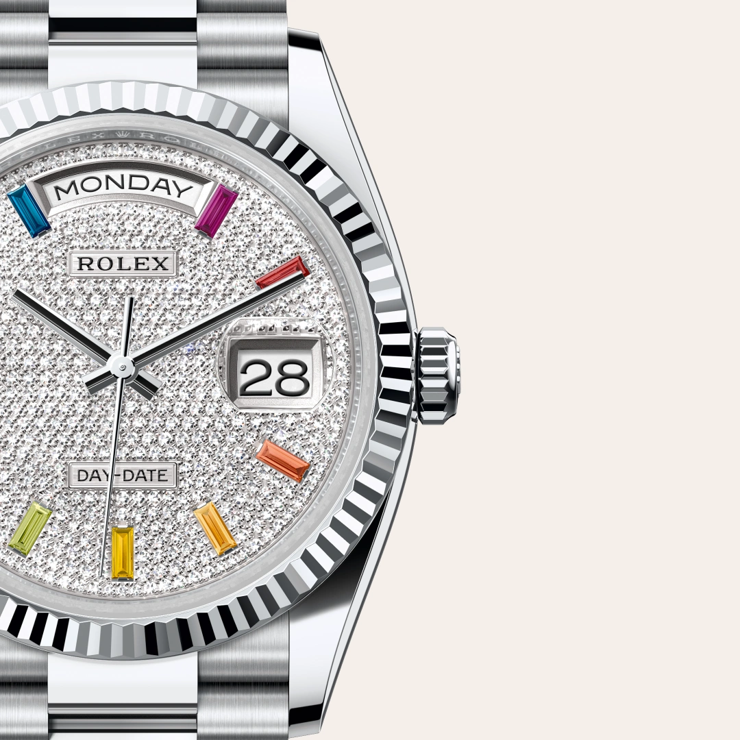 Rolex Day-Date 36 en Platine M128236-0003 chez Dubail