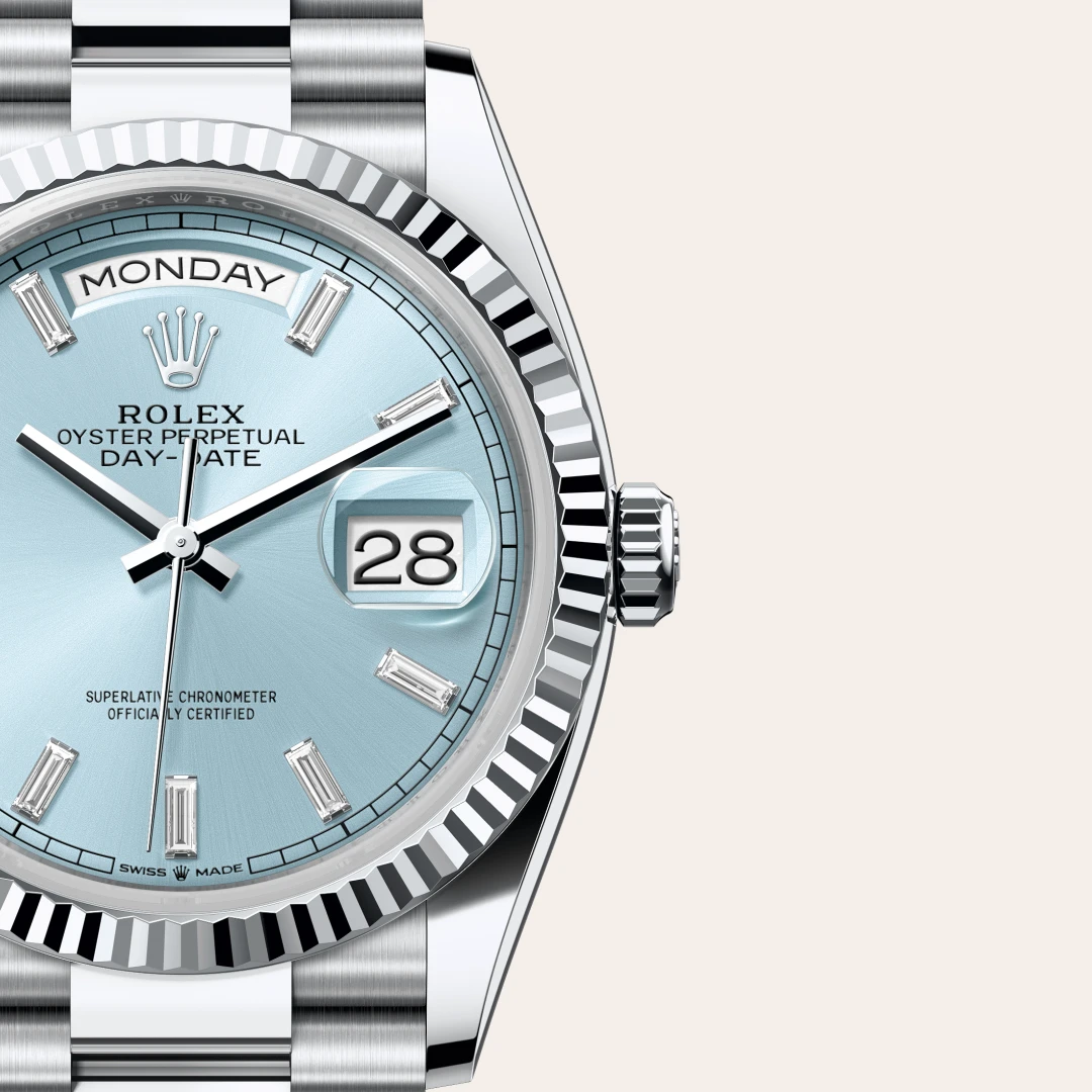 Rolex Day-Date 36 en Platine M128236-0009 chez Bijouterie Mornier