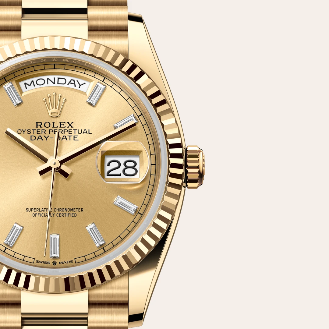 Rolex Day-Date 36 in 18 ct yellow gold M128238-0132 at Lassaussois