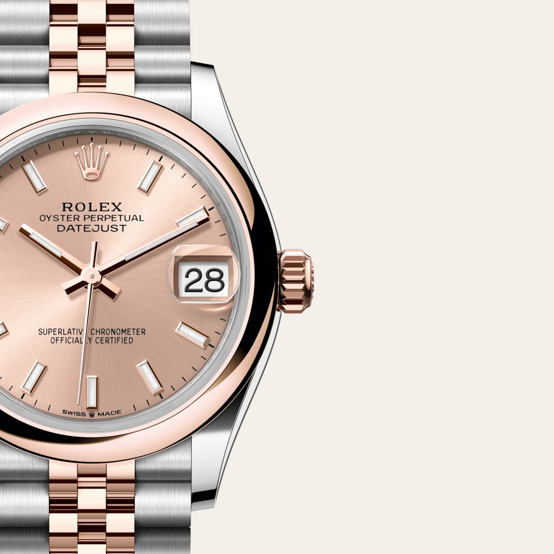 Rolex Datejust 31 en Rolesor Everose – combinaison d’acier Oystersteel et d’or Everose M278241-0010 chez Veron Roques