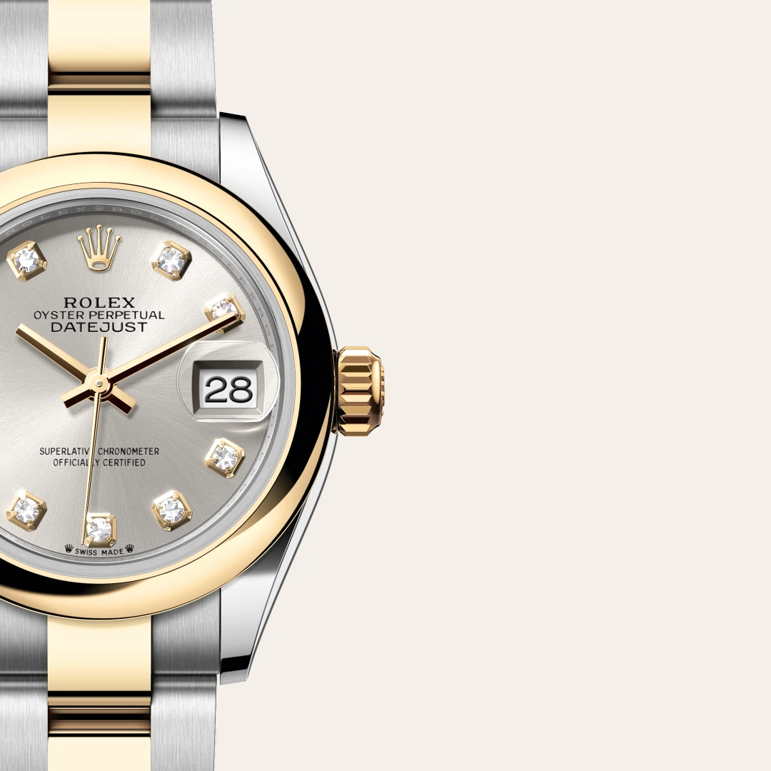 Rolex Lady-Datejust en Rolesor jaune – combinaison d’acier Oystersteel et d’or jaune M279163-0008 chez Maison Prieur