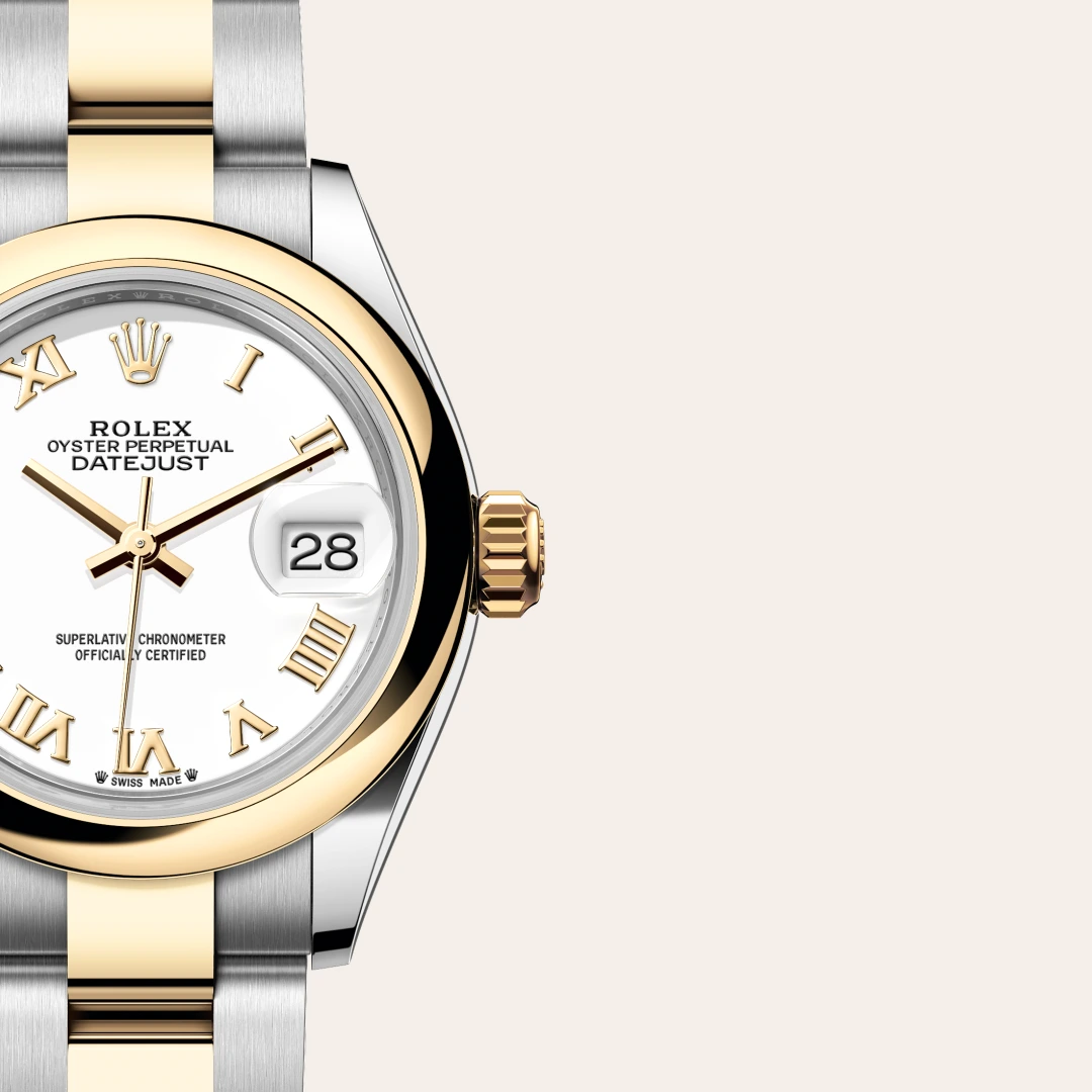 Rolex Lady-Datejust en Rolesor jaune – combinaison d’acier Oystersteel et d’or jaune M279163-0024 chez Veron Roques