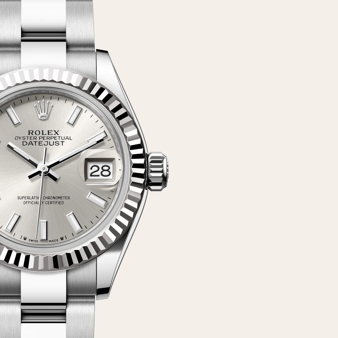 Rolex Lady-Datejust en Rolesor gris – combinaison d’acier Oystersteel et d’or gris M279174-0006 chez Bijouterie Mornier