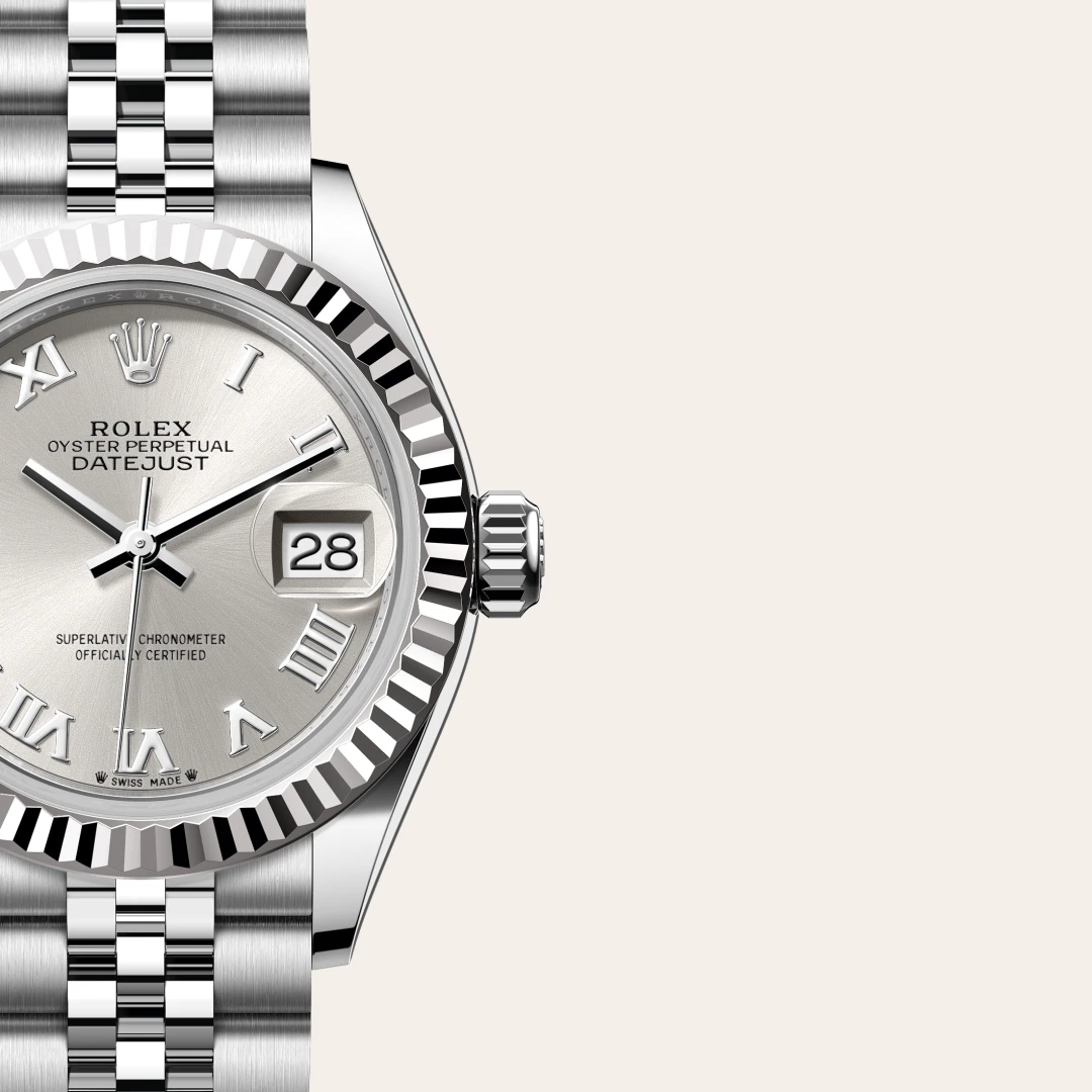 Rolex Lady-Datejust en Rolesor gris – combinaison d’acier Oystersteel et d’or gris M279174-0007 chez Dubail