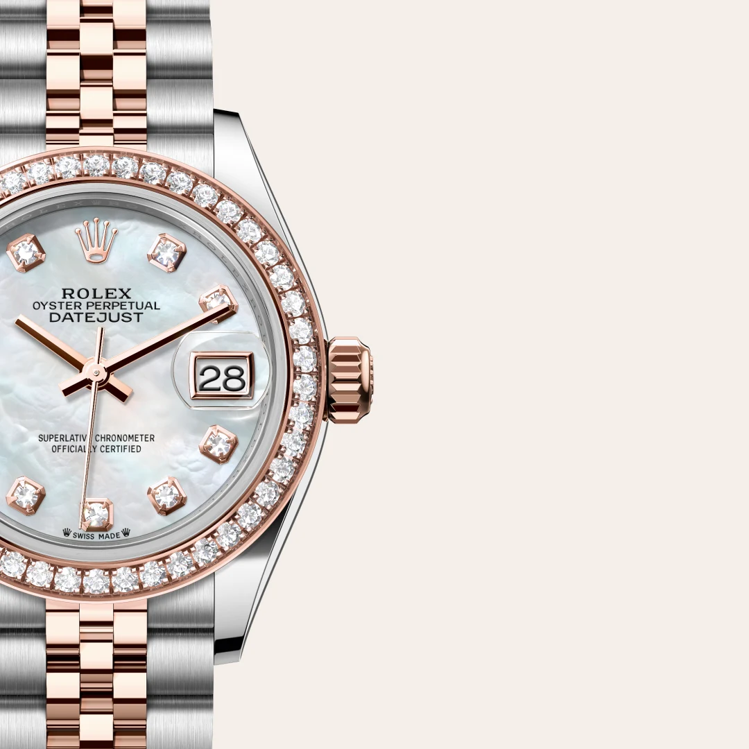 Rolex Lady-Datejust en Rolesor Everose – combinaison d’acier Oystersteel et d’or Everose M279381RBR-0013 chez Lombard Joaillier