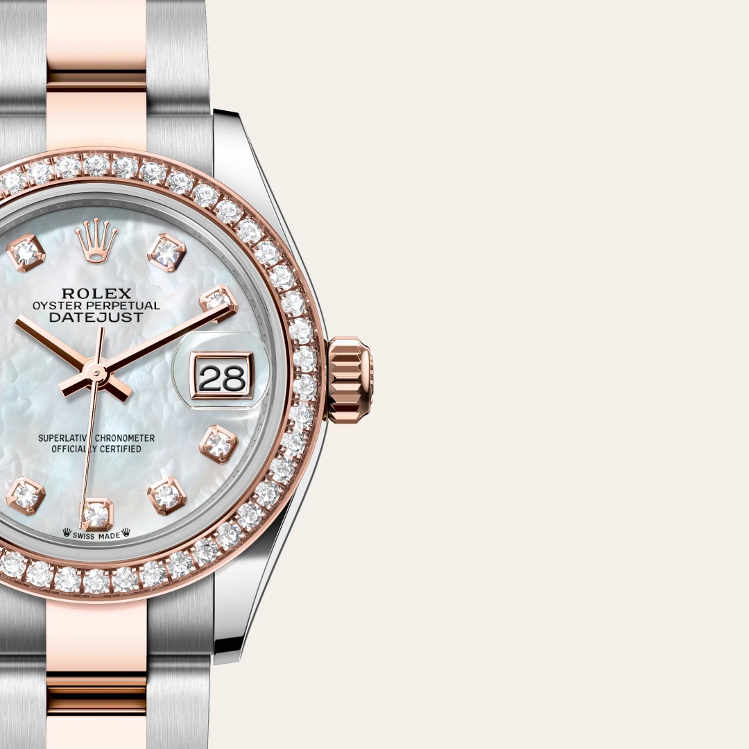 Rolex Lady-Datejust en Rolesor Everose – combinaison d’acier Oystersteel et d’or Everose M279381RBR-0014 chez Dubail