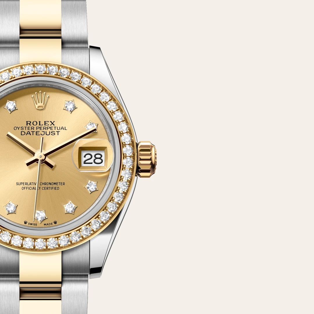Rolex Lady-Datejust en Rolesor jaune – combinaison d’acier Oystersteel et d’or jaune M279383RBR-0022 chez Maison Prieur