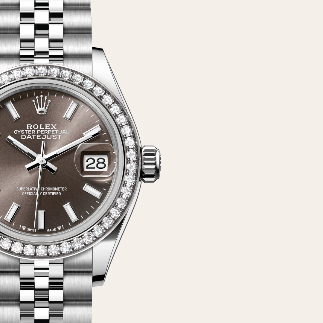 Rolex Lady-Datejust en Rolesor gris – combinaison d’acier Oystersteel et d’or gris M279384RBR-0013 chez Dubail