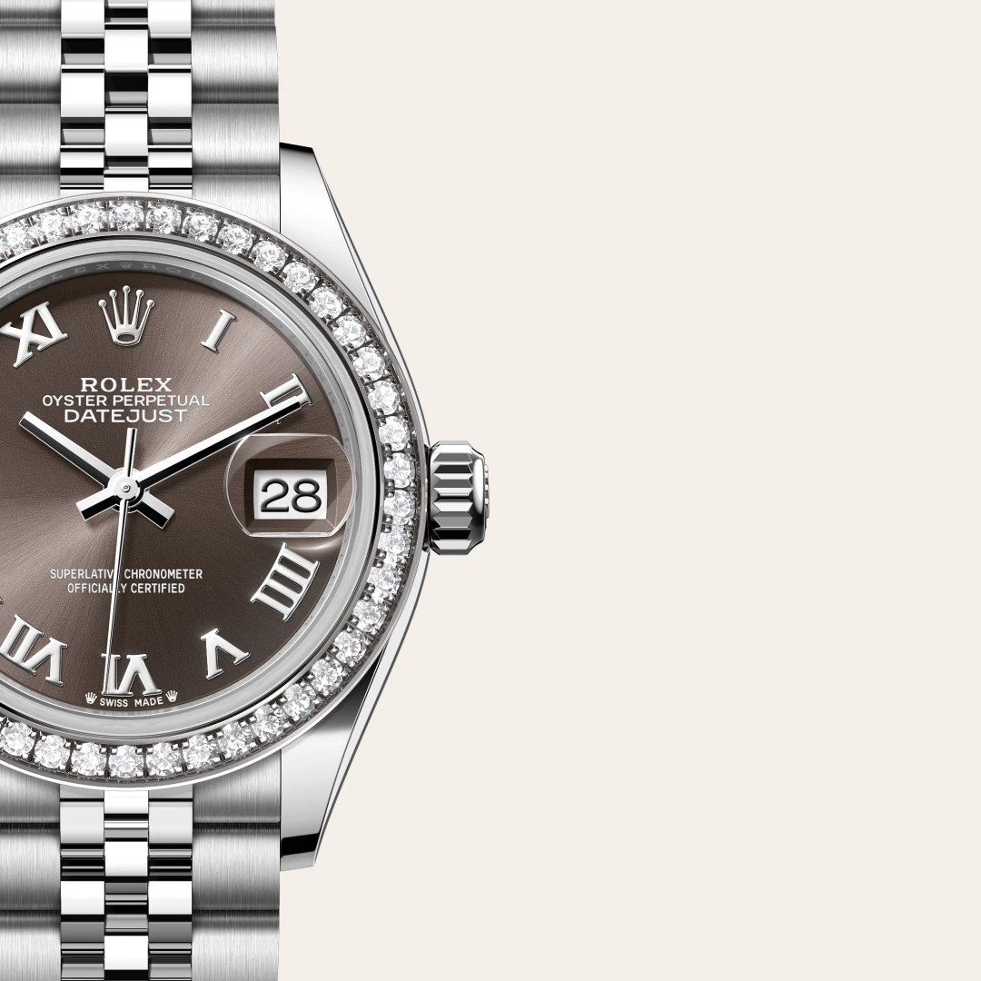 Rolex Lady-Datejust en Rolesor gris – combinaison d’acier Oystersteel et d’or gris M279384RBR-0015 chez Bijouterie Mornier