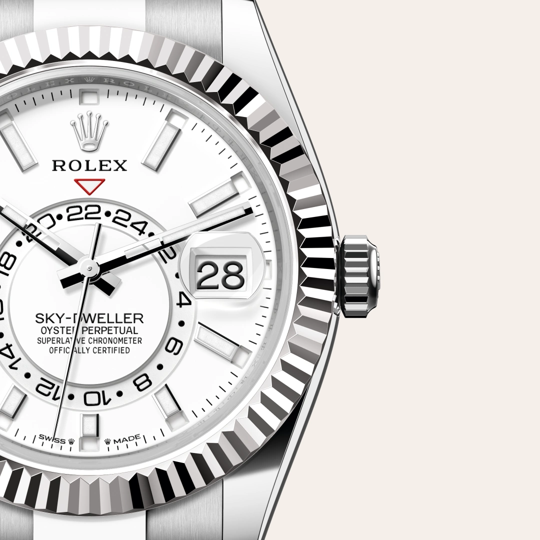 Rolex Sky-Dweller en Rolesor gris – combinaison d’acier Oystersteel et d’or gris M336934-0003 chez Veron Roques