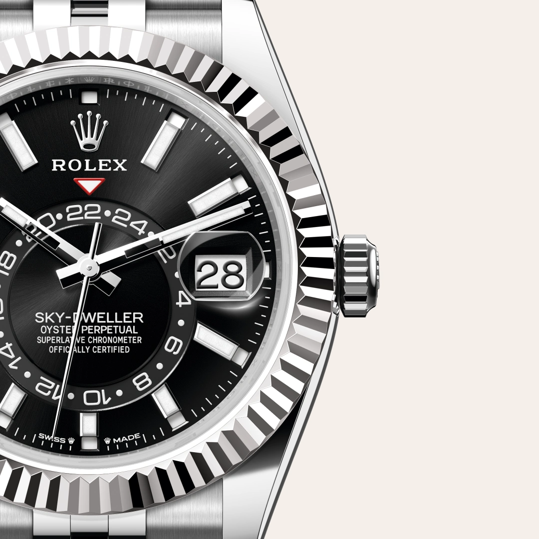 Rolex Sky-Dweller en Rolesor gris – combinaison d’acier Oystersteel et d’or gris M336934-0008 chez Hardy