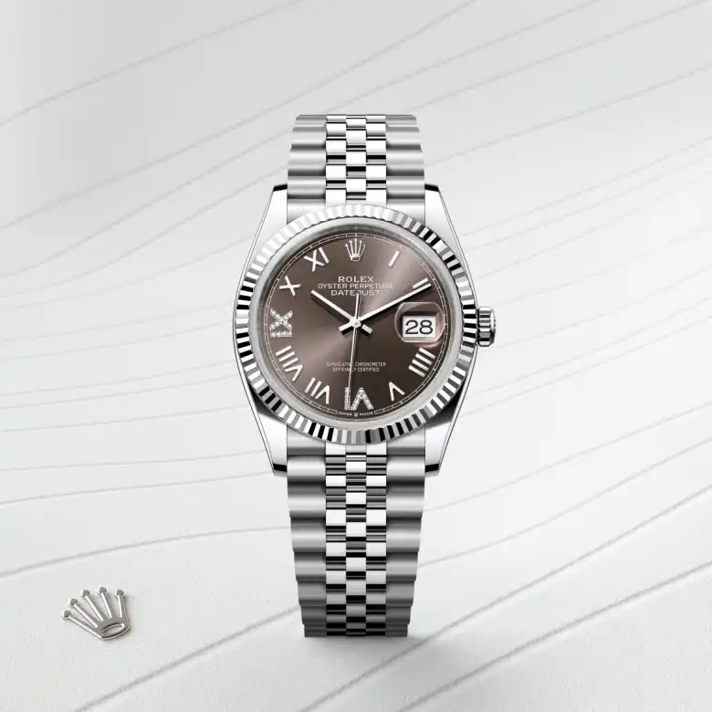 Rolex Datejust 36 in White Rolesor - combination of Oystersteel and white gold M126234-0071 at Charles Greig