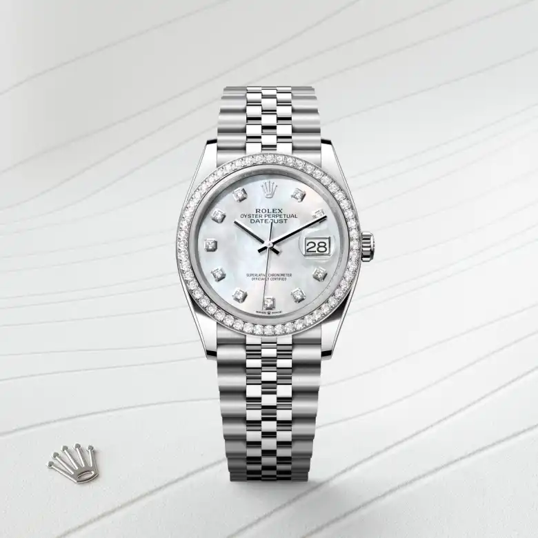 Rolex Datejust 36 in White Rolesor - combination of Oystersteel and white gold M126284RBR-0011 at Charles Greig