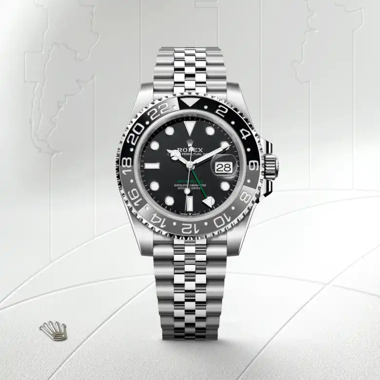 Rolex GMT-Master II in Oystersteel M126710GRNR-0003 at Charles Greig