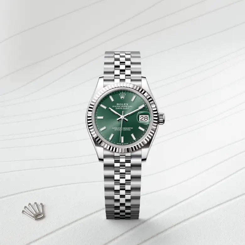 Rolex Datejust 31 in White Rolesor - combination of Oystersteel and white gold M278274-0018 at Charles Greig