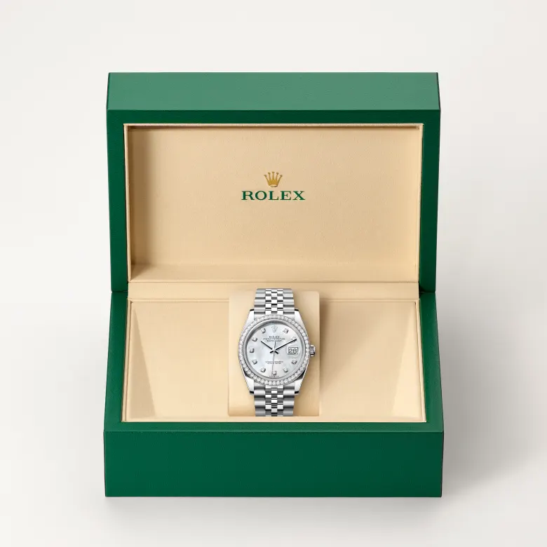 Rolex Datejust 36 in White Rolesor - combination of Oystersteel and white gold M126284RBR-0011 at Charles Greig