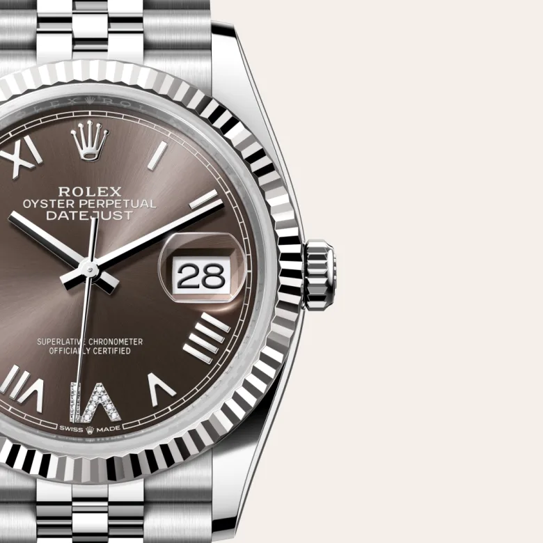 Rolex Datejust 36 in White Rolesor - combination of Oystersteel and white gold M126234-0071 at Charles Greig