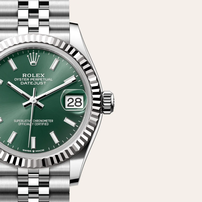Rolex Datejust 31 in White Rolesor - combination of Oystersteel and white gold M278274-0018 at Charles Greig
