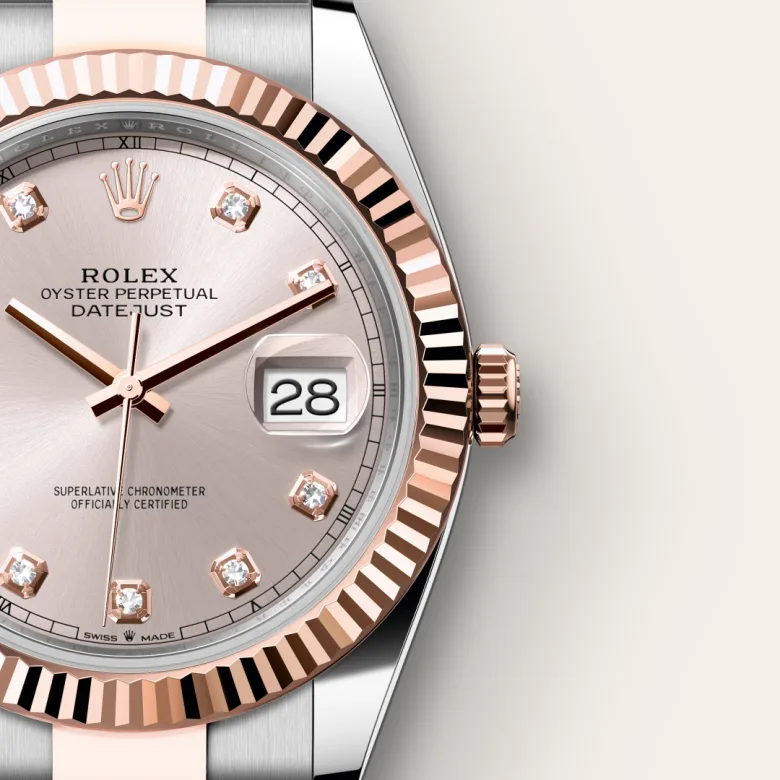Rolex Datejust in Everose Rolesor combination of Oystersteel and