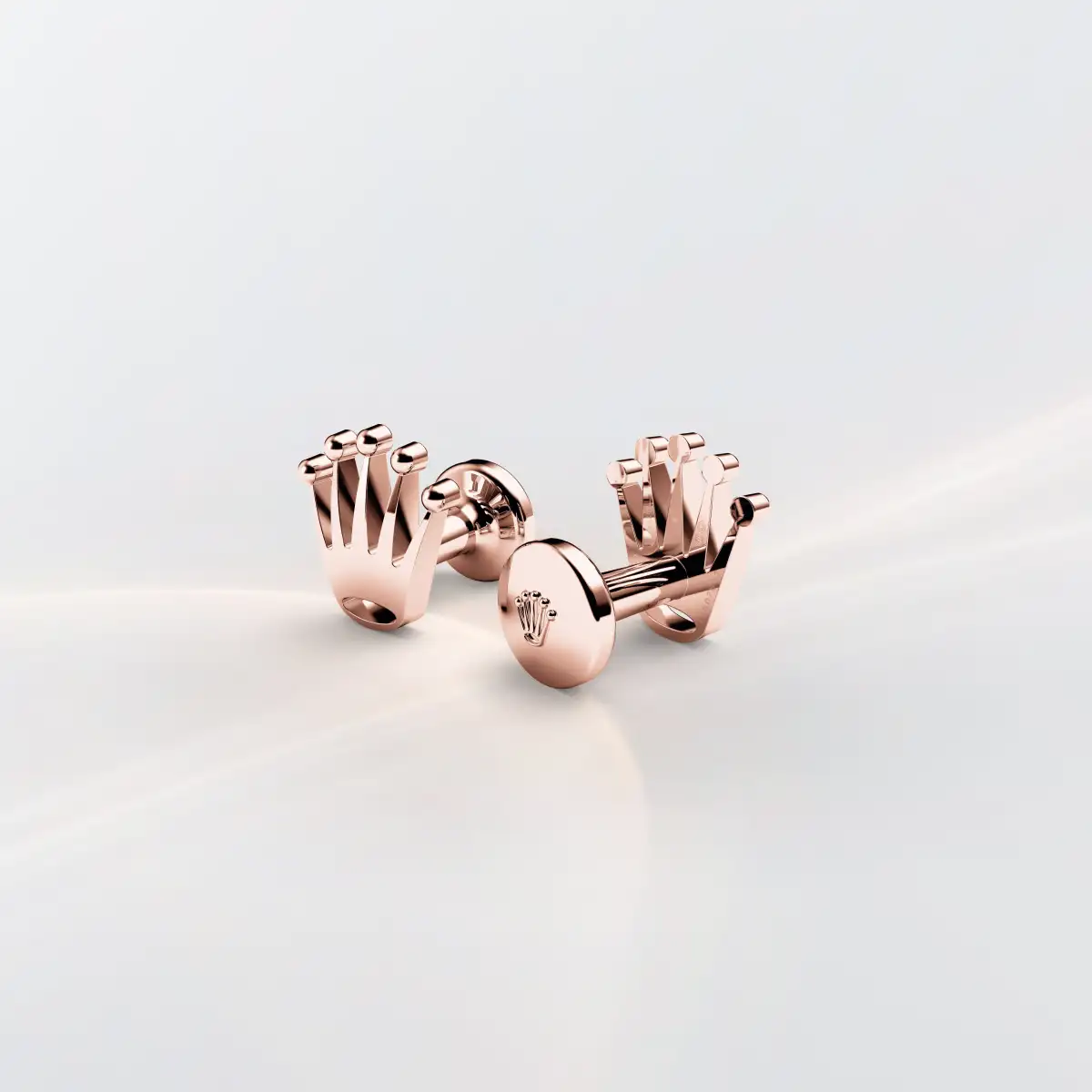 Rolex 'Crown' cufflinks, 18 ct Everose gold, a1015 | Zegg & Cerlati