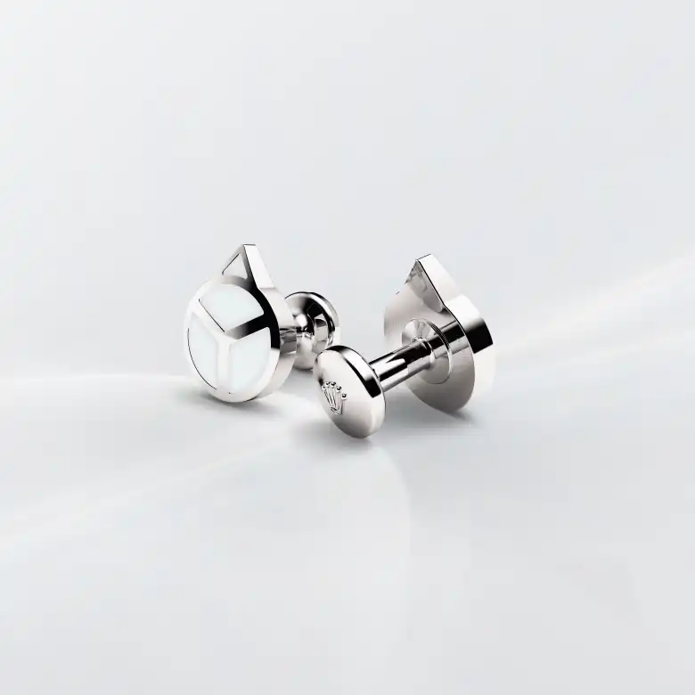 Rolex ‘Hand’ cufflinks in 18 ct white gold a1029 at Boutique Rolex Genève