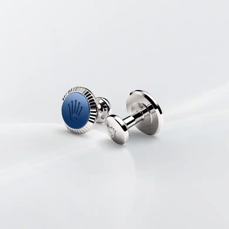 Rolex ‘Fluted’ cufflinks in 18 ct white gold a1039 at Boutique Rolex Genève