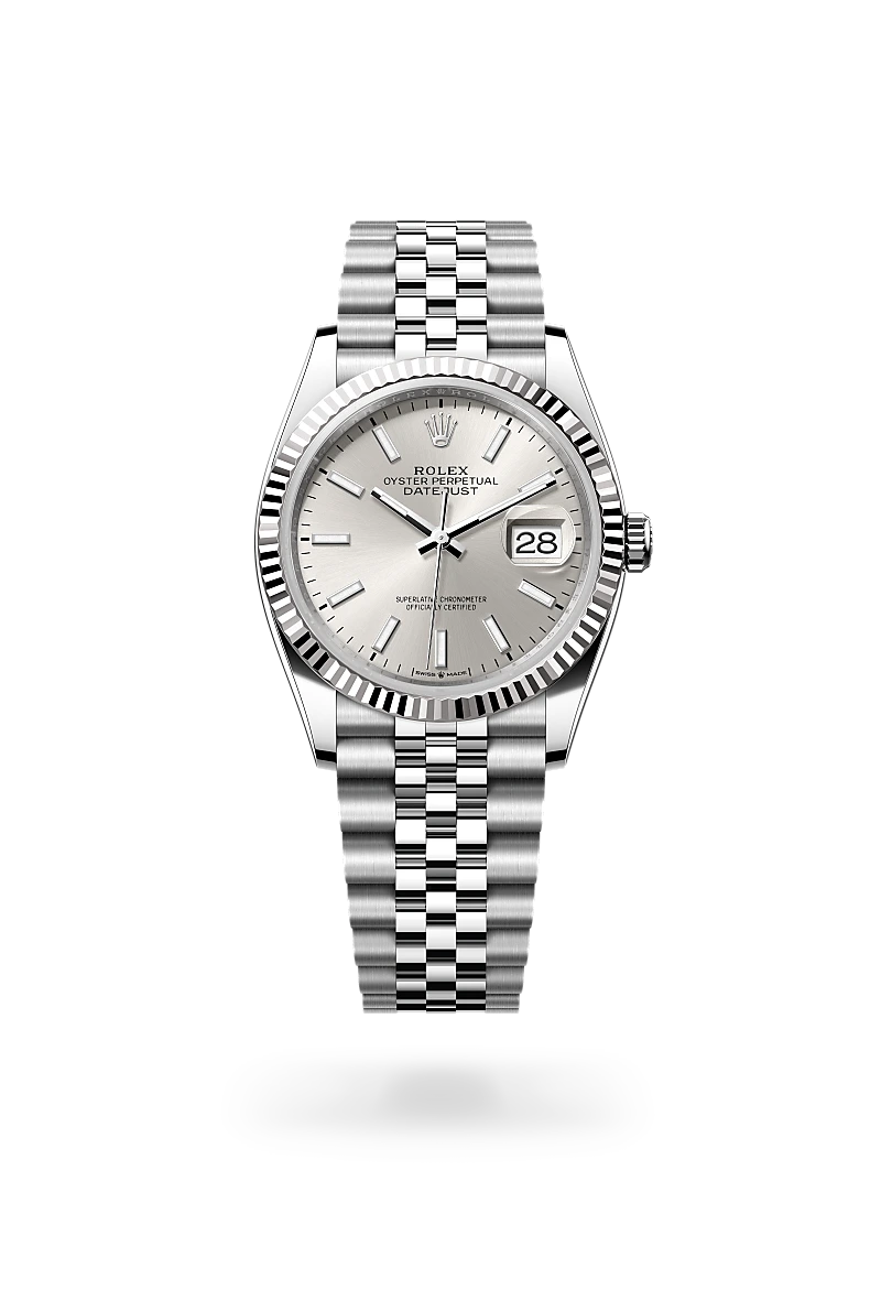 Rolex Datejust 36 Oyster, 36 mm, acier Oystersteel et or gris - Joaillerie Jean Hardy