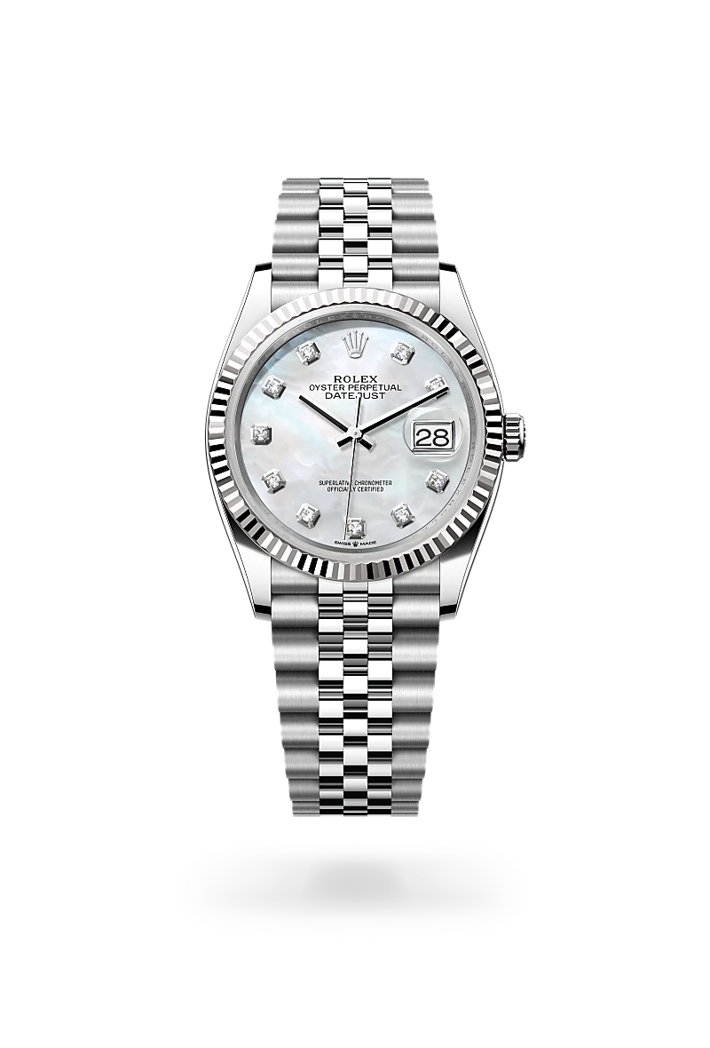 Rolex Datejust 36 Oyster, 36 mm, acier Oystersteel et or gris - Joaillerie Jean Hardy