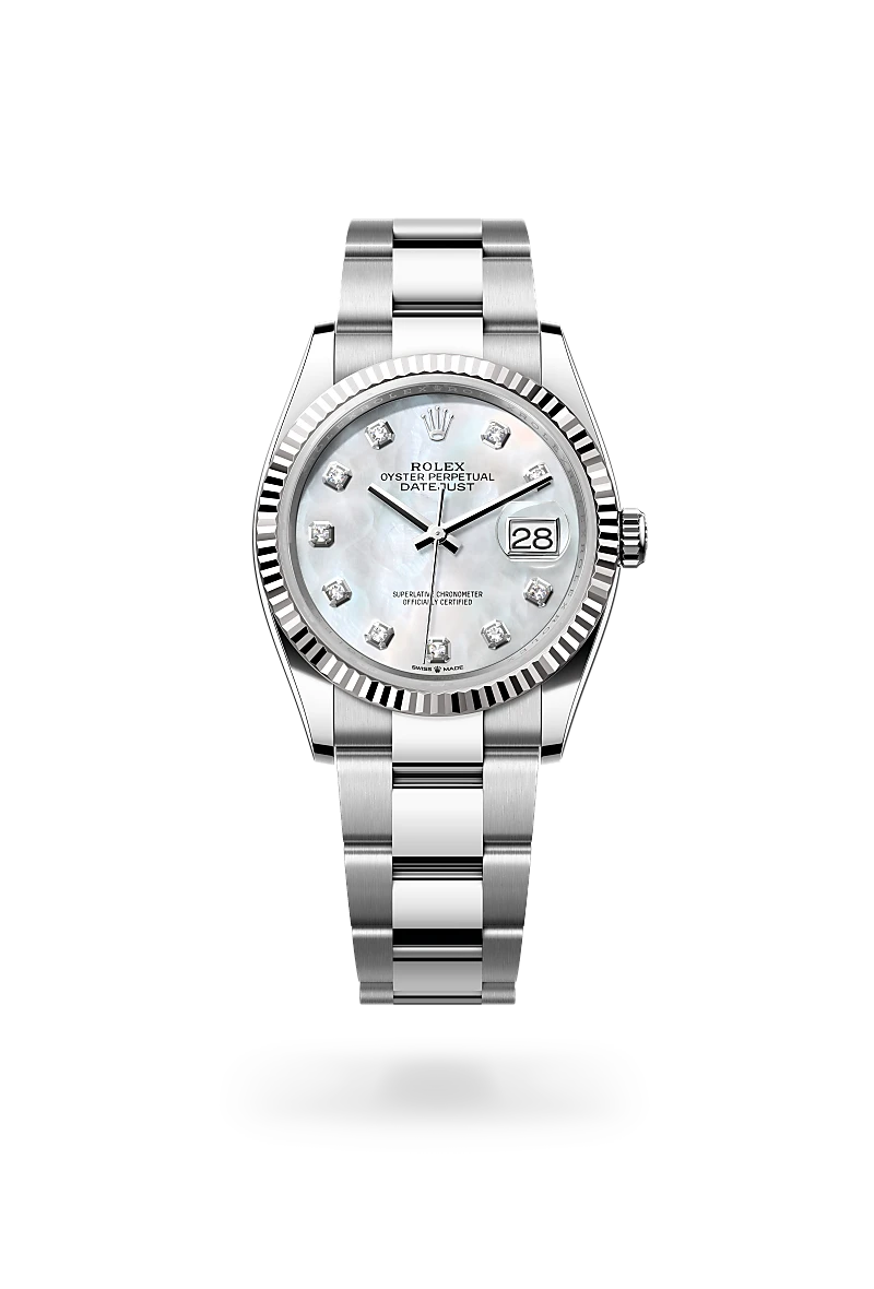 Rolex Datejust 36 Oyster, 36 mm, acier Oystersteel et or gris - Joaillerie Veron Roques