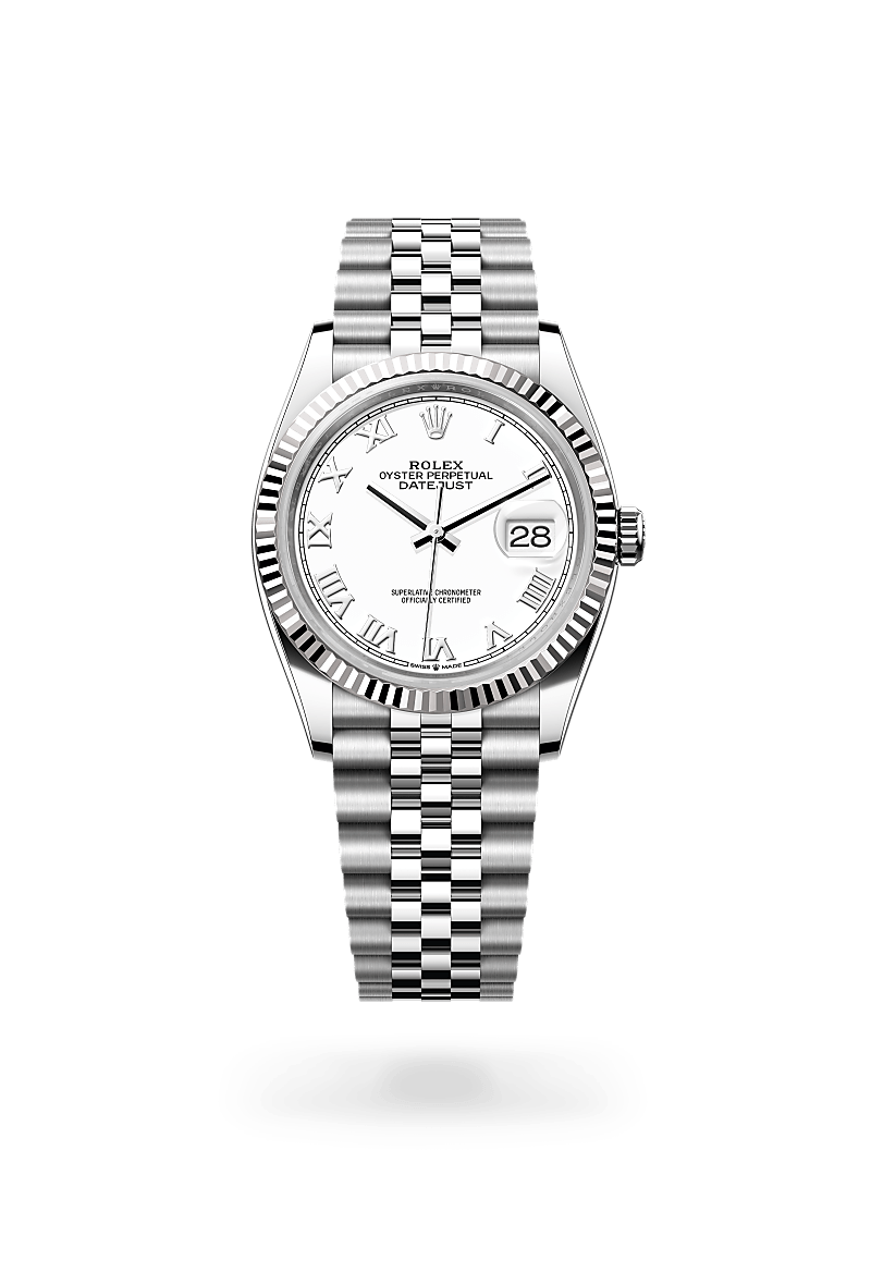 Rolex Datejust 36 Oyster, 36 mm, acier Oystersteel et or gris - Joaillerie Jean Hardy